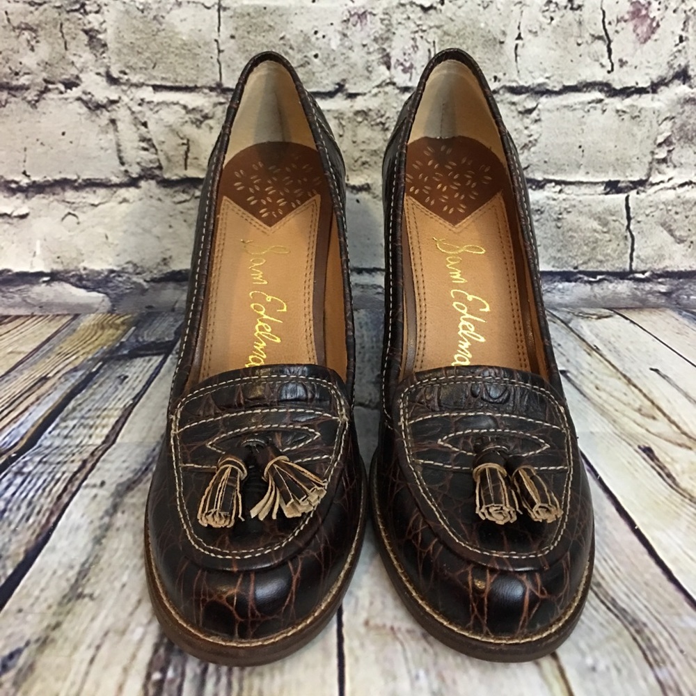 Sam Edelman brown snake print high heel shoes